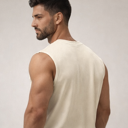 Men’s Ribbed Sleeveless Gym Vest – Muscle Fit Workout Tank Top