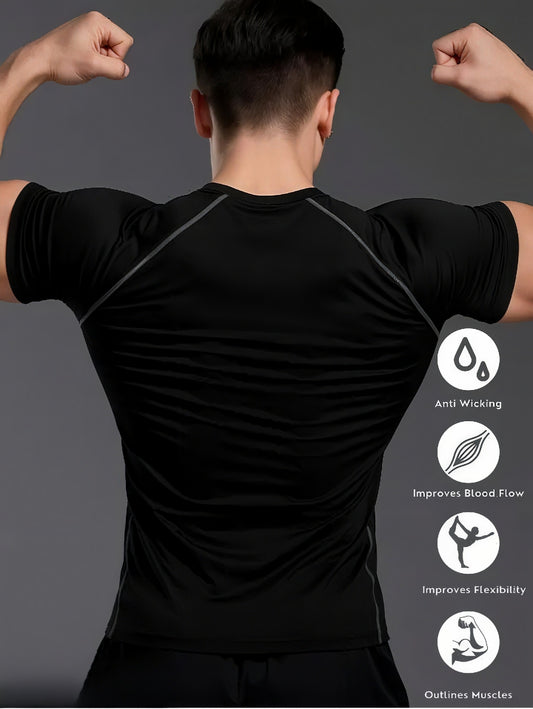 Men’s Black Compression Gym T-Shirt – Premium Stretch Fit