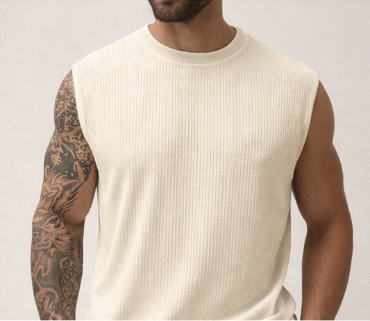Men’s Ribbed Sleeveless Gym Vest – Muscle Fit Workout Tank Top